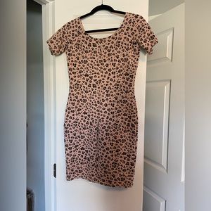Guess pink leopard body con dress